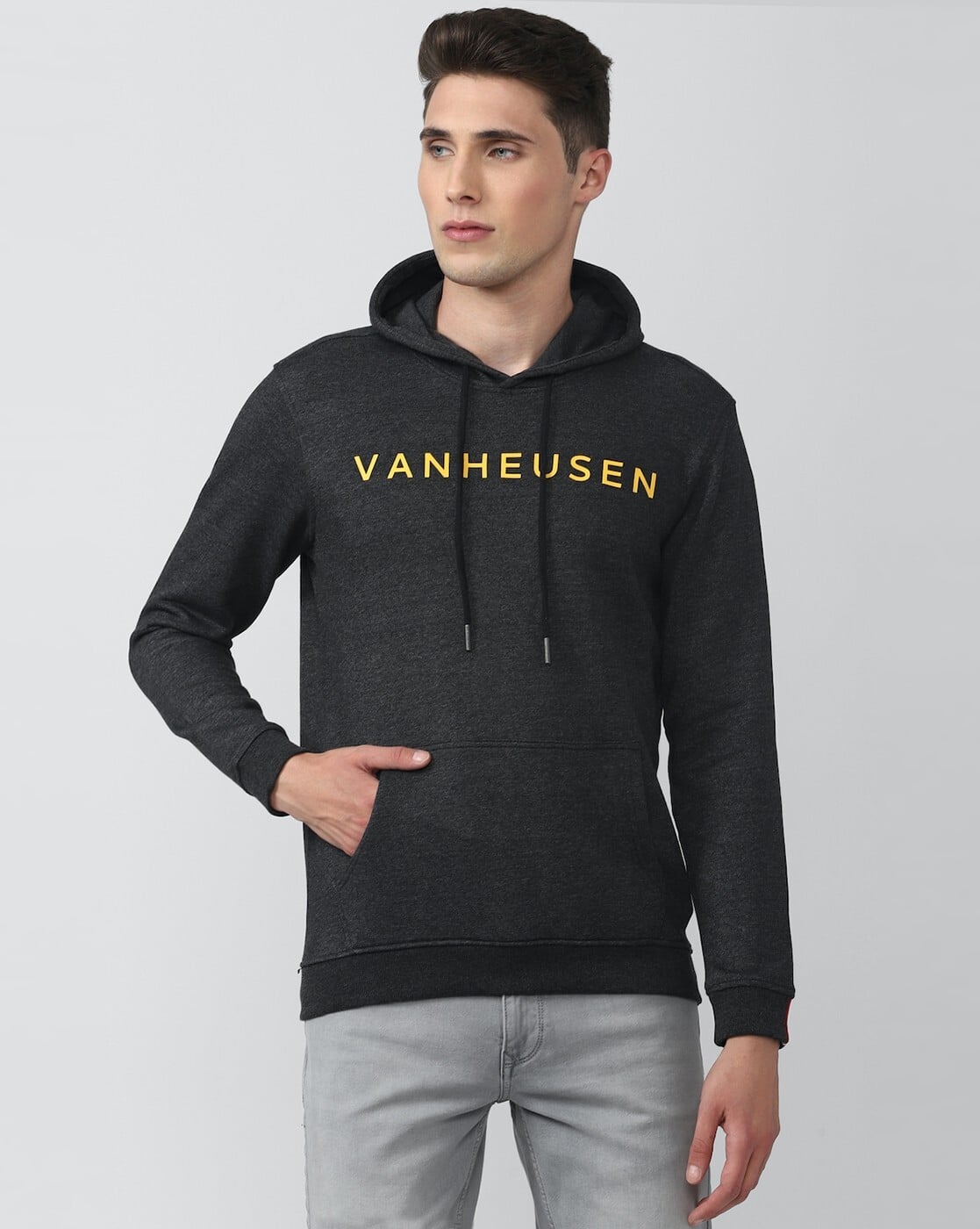 Brand Print Kangaroo Pocket Hoodie