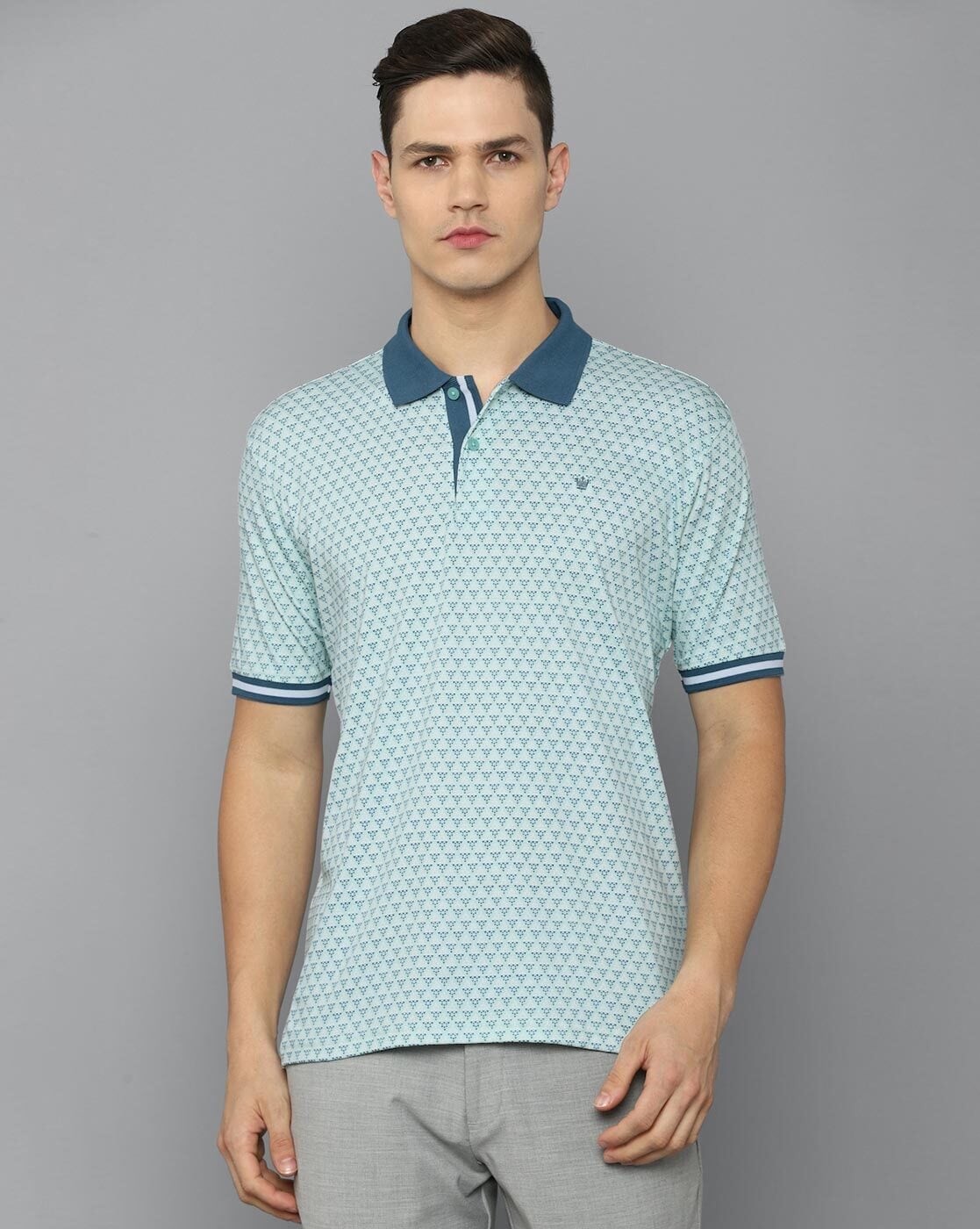 Louis Philippe Men Blue Polo Collar T-shirt