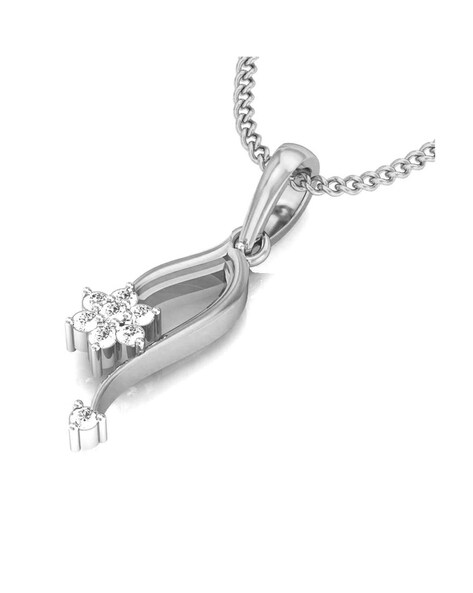 Pave Diamond Heart Pendant Necklace in 14k White Gold - Filigree Jewelers