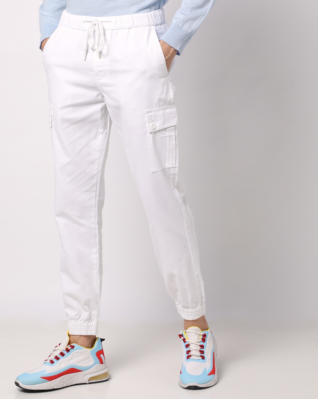 White cargo hot sale jogger pants