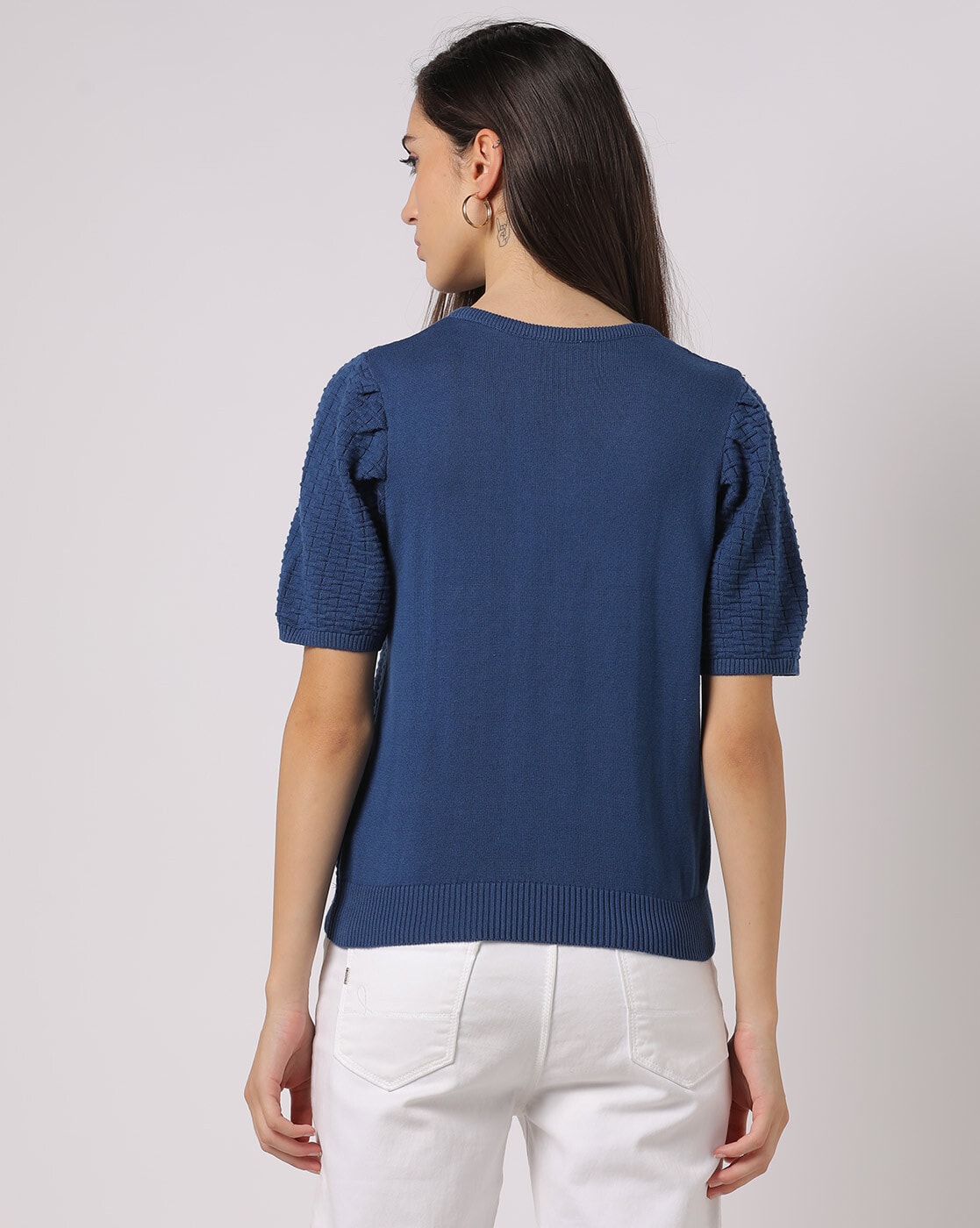 Christian Wijnants Size M Kohen V Neck Fine Knit Jumper Cotton Sweater Blue  - Sweaters