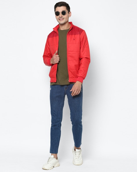 Allen Solly Junior Red Solid Jacket with Neck Pillow