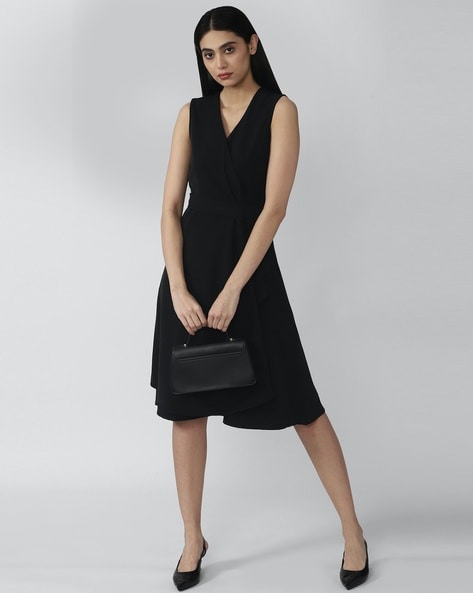 Buy Women Black Solid Knee Length Formal Dress Online - 573549 | Van Heusen