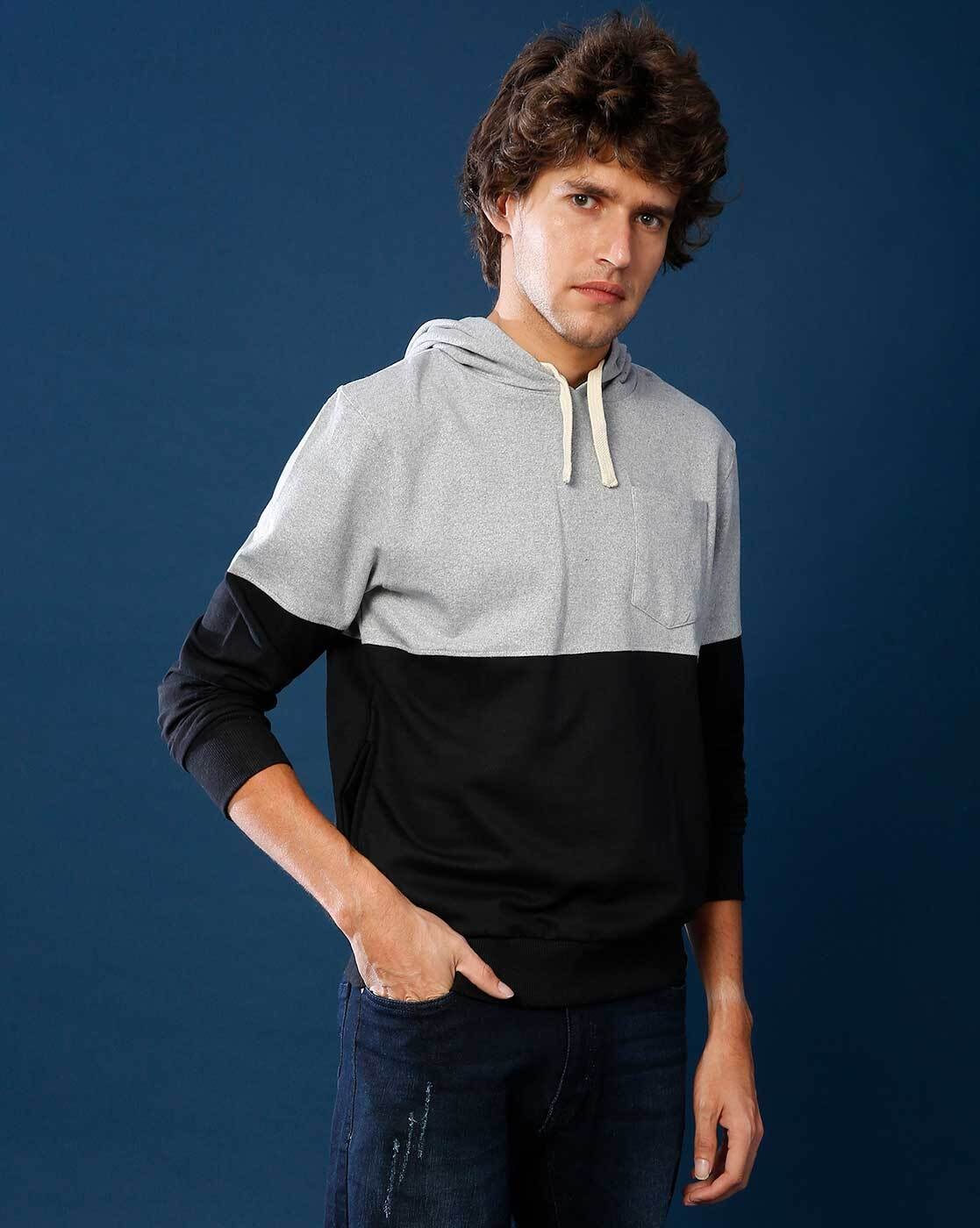 Buy Black & grey Sweatshirt & Hoodies for Men by Campus Sutra Online