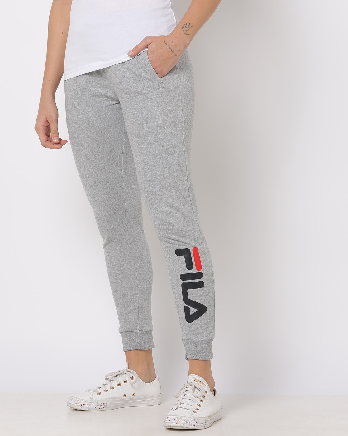 Buy FILA Grey Regular Fit Cotton Womens Activewear Track Pants  Shoppers  Stop