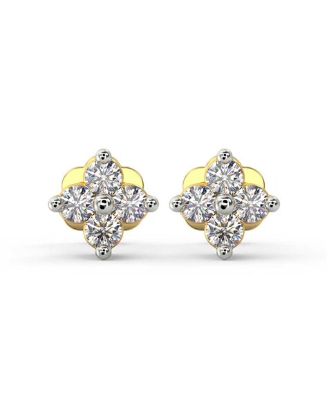 Julie Earrings | White Gold Round Classic Diamond Studs Screwback