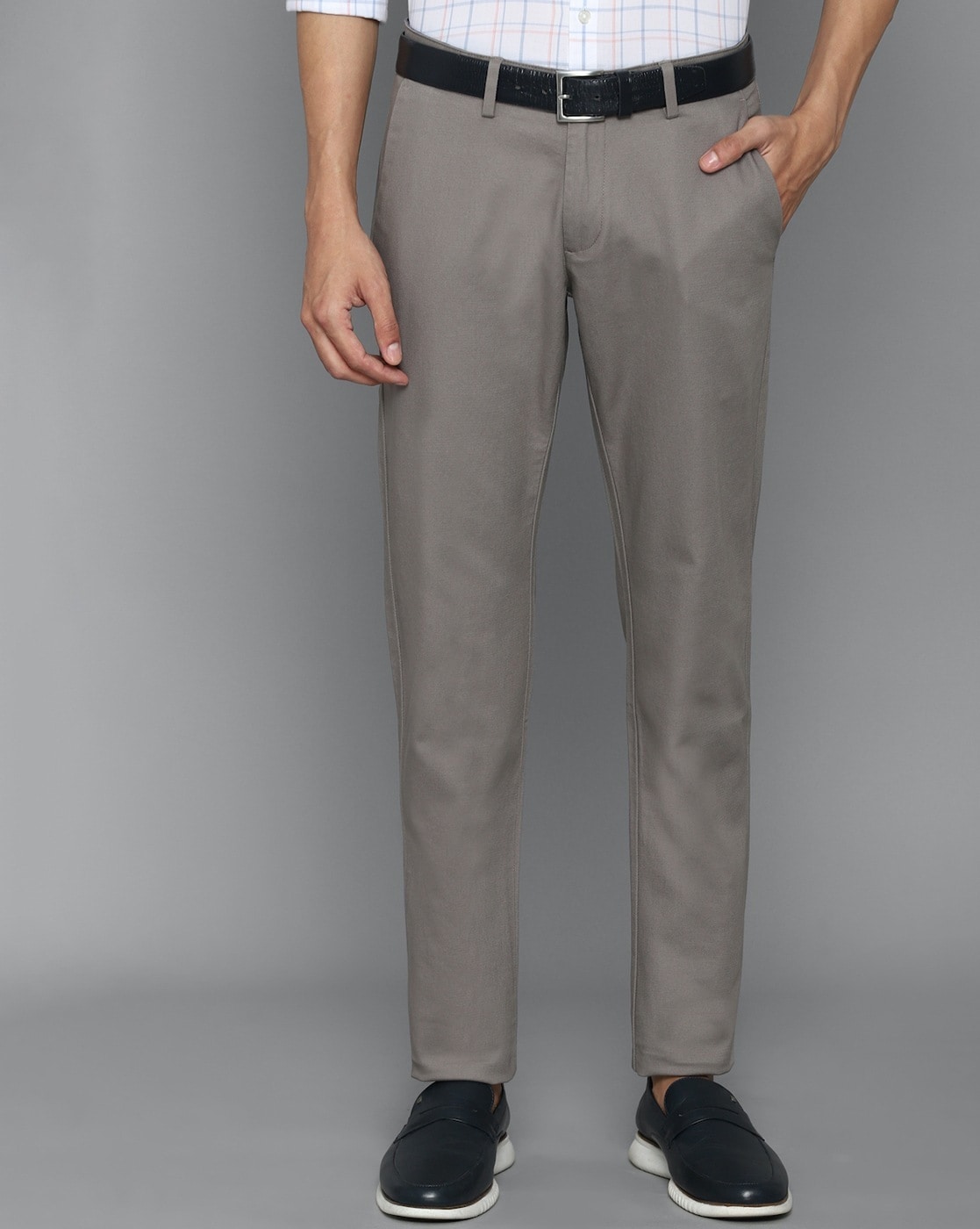 Buy Allen Solly Sport Mens Solid Grey Slim Fit Casual Trousers Online -  Lulu Hypermarket India