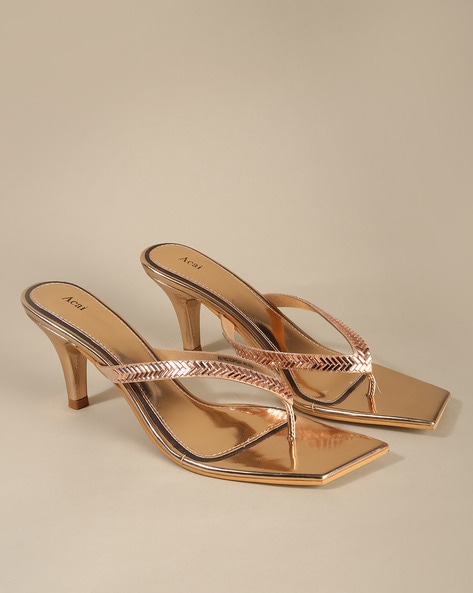 Gold thong best sale sandals heels