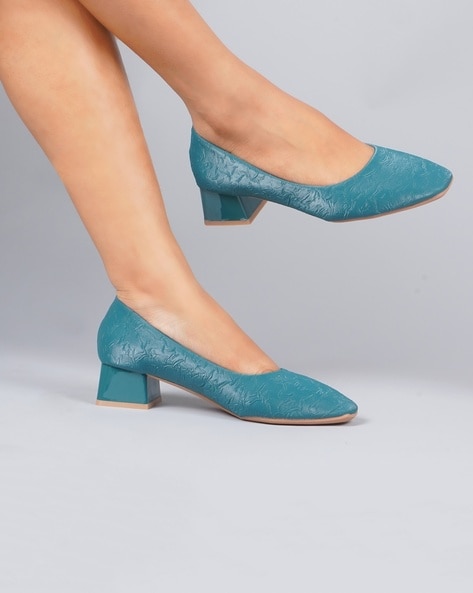Suede Block Heel Court Shoes | Blue | Tommy Hilfiger