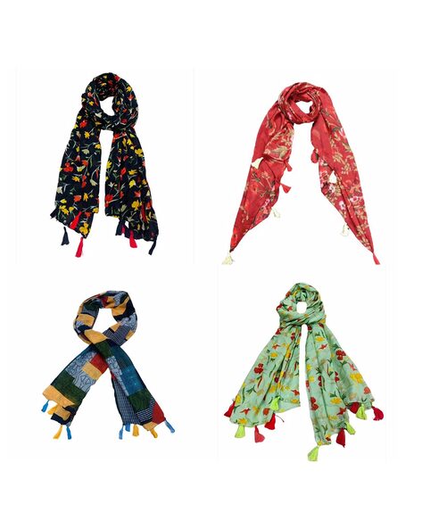 Pack of 4 Graphic Print Scarves Price in India