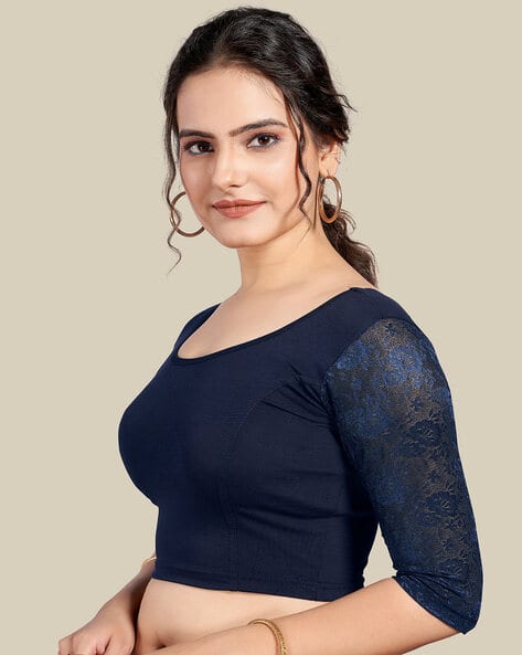 navy blue lace blouse