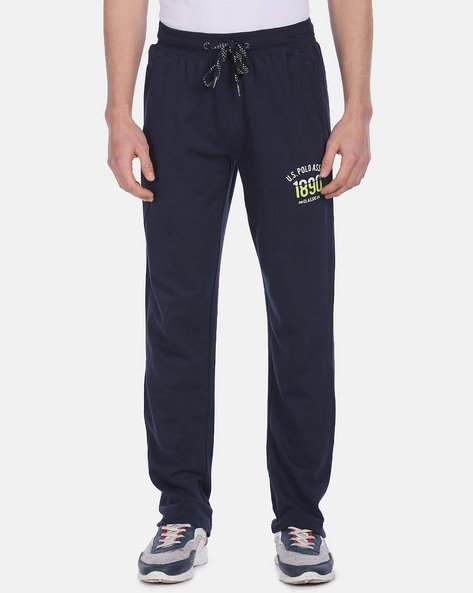 Buy U.S. POLO ASSN. Men Navy Drawstring Waist Brand Print Track Pants online