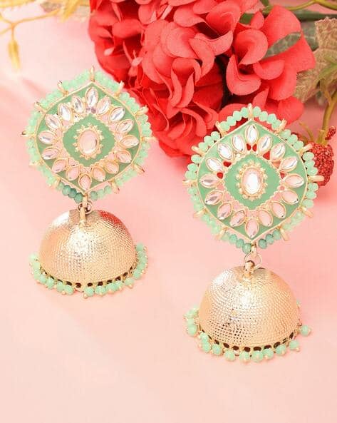 ZAVERI PEARLS Meenakari Traditional Kundan Jhumkas ZPFK14701