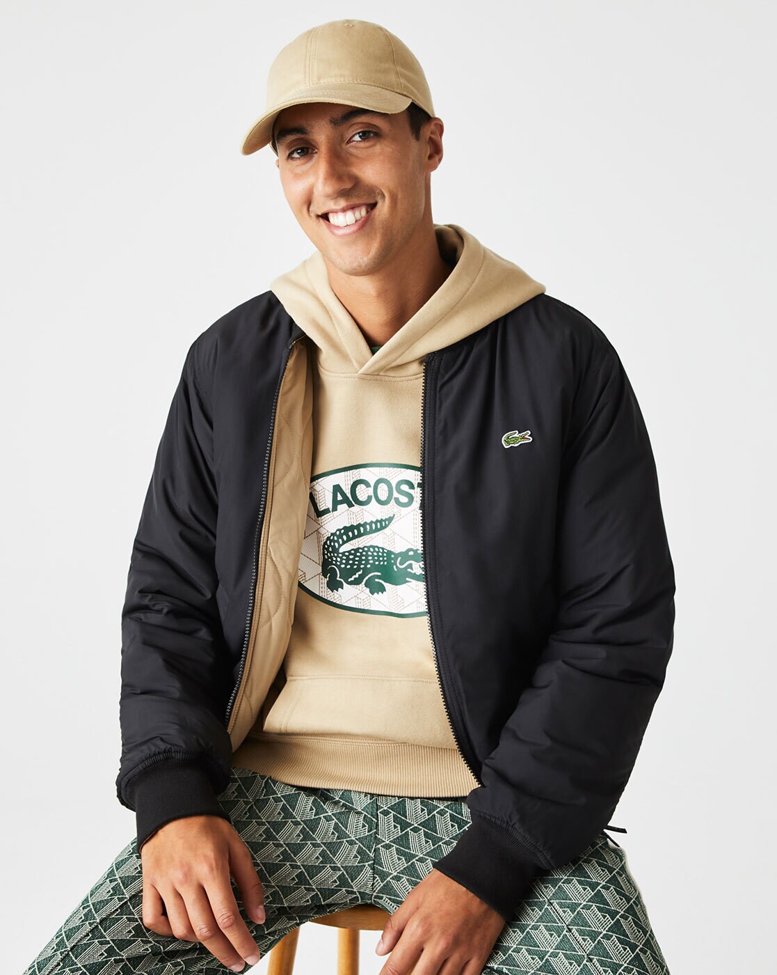 Lacoste Men's Reversible Quilted Taffeta Bomber Jacket, Multicoloured, S at   Men's Clothing store