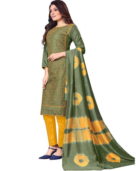 Buy Awesome Green Yellow Combination Georgette Embroidered Jacket Style  Indo Wester Long Anarkali Dress Material | Fashion Clothing