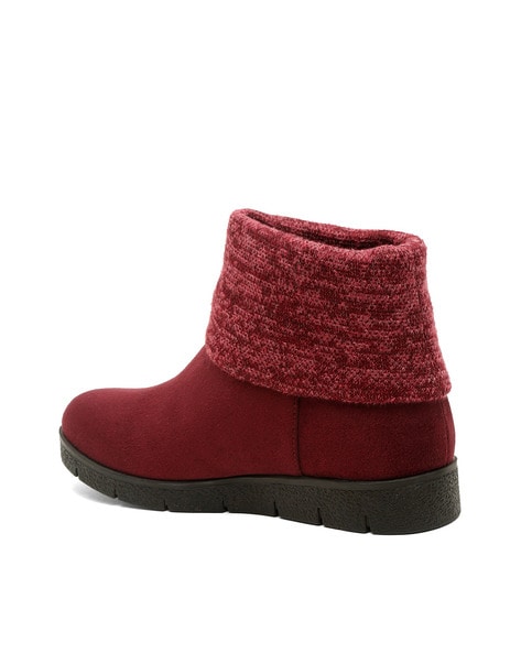 Maroon hot sale flat boots