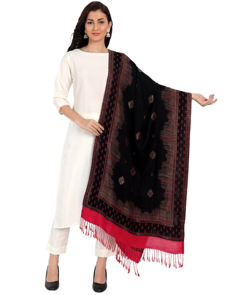 Wool Stole with Woven Motifs Price in India