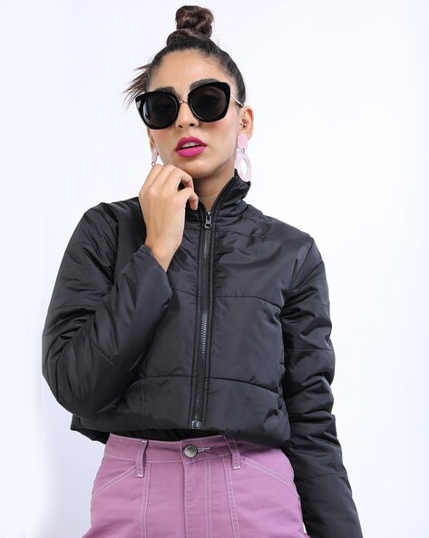 PLT Black Crop Puffer Jacket