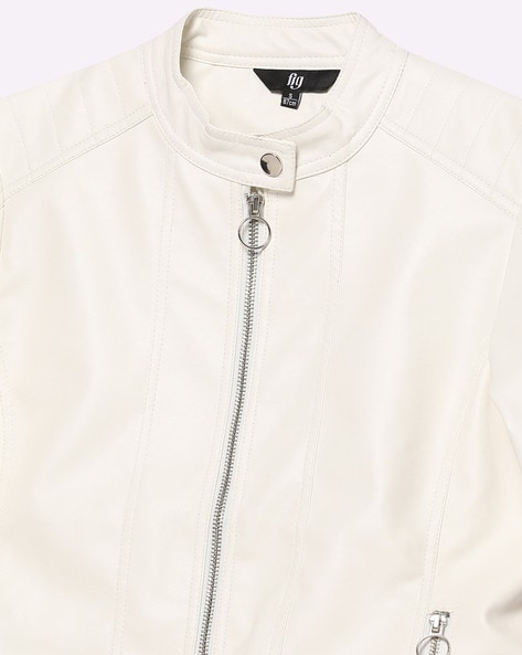 OFF-WHITE™, Beige Women's Biker Jacket