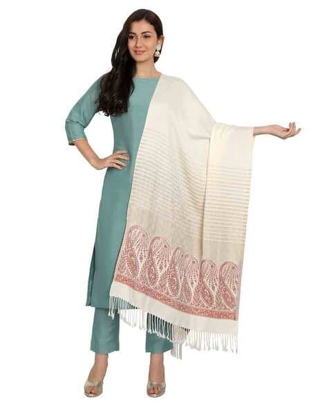 Wool Stole with Paisley Woven Motifs Price in India