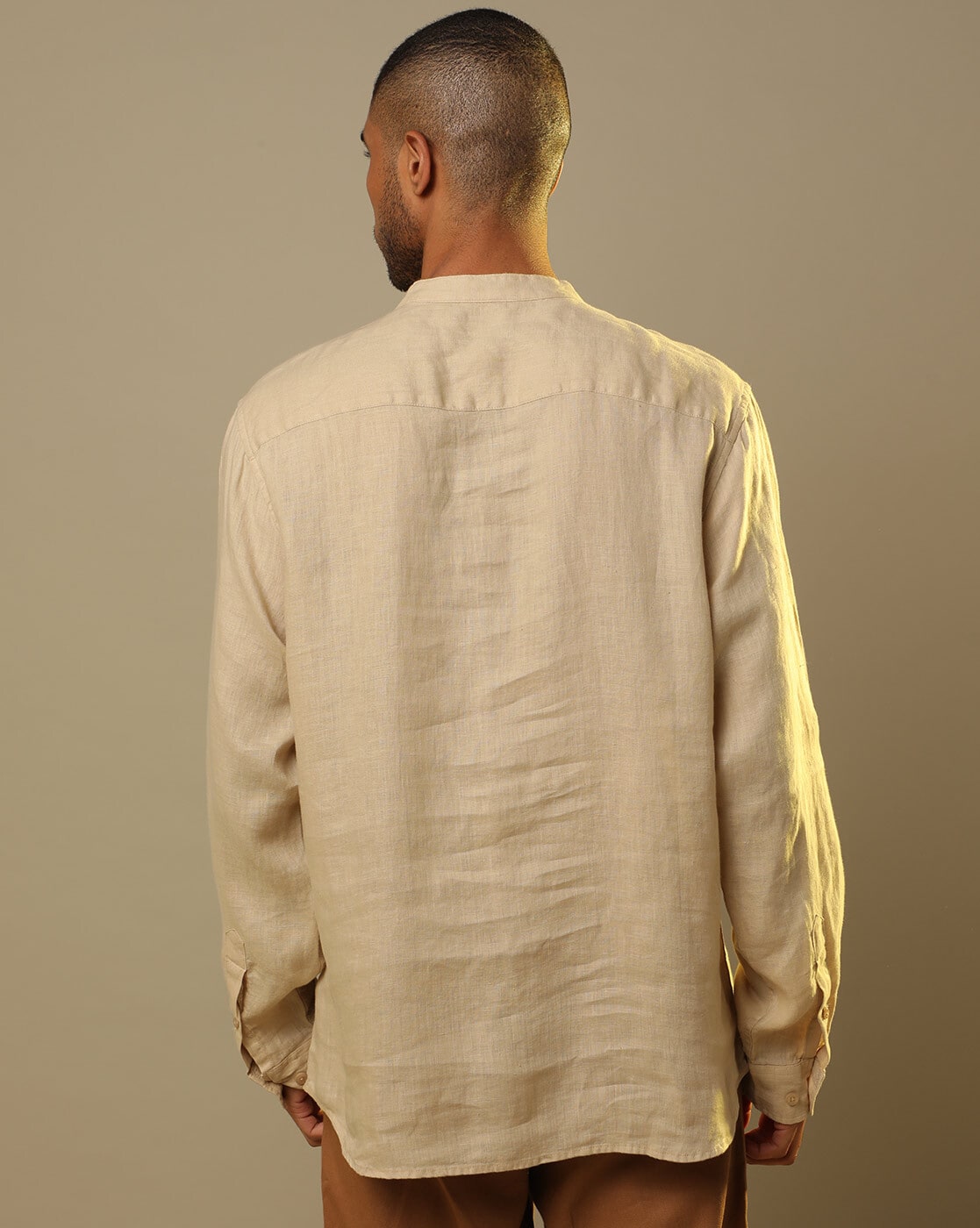 Buy DAGİ Beige Shirts, Shirt Collar, Long Sleeve Beachwear for Men