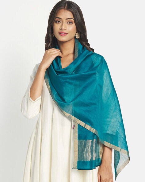 Silk Woven Stoles with Contrast Border Price in India