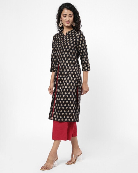 Buy HERE&NOW Red & White Floral Printed Straight Kurti - Kurtis for Women  14885758 | Myntra