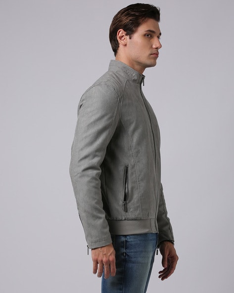 Light gray sale leather jacket