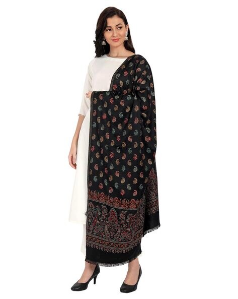Wool Shawl with Paisley Woven Motifs Price in India