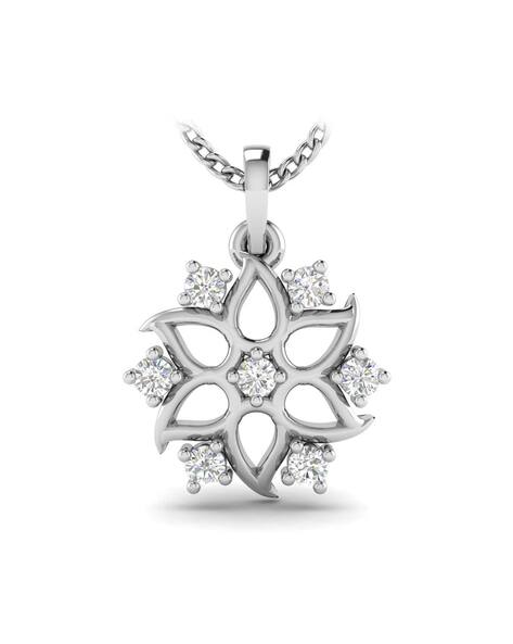 Avsar Bhavika White Gold American Diamond-Studded Pendant