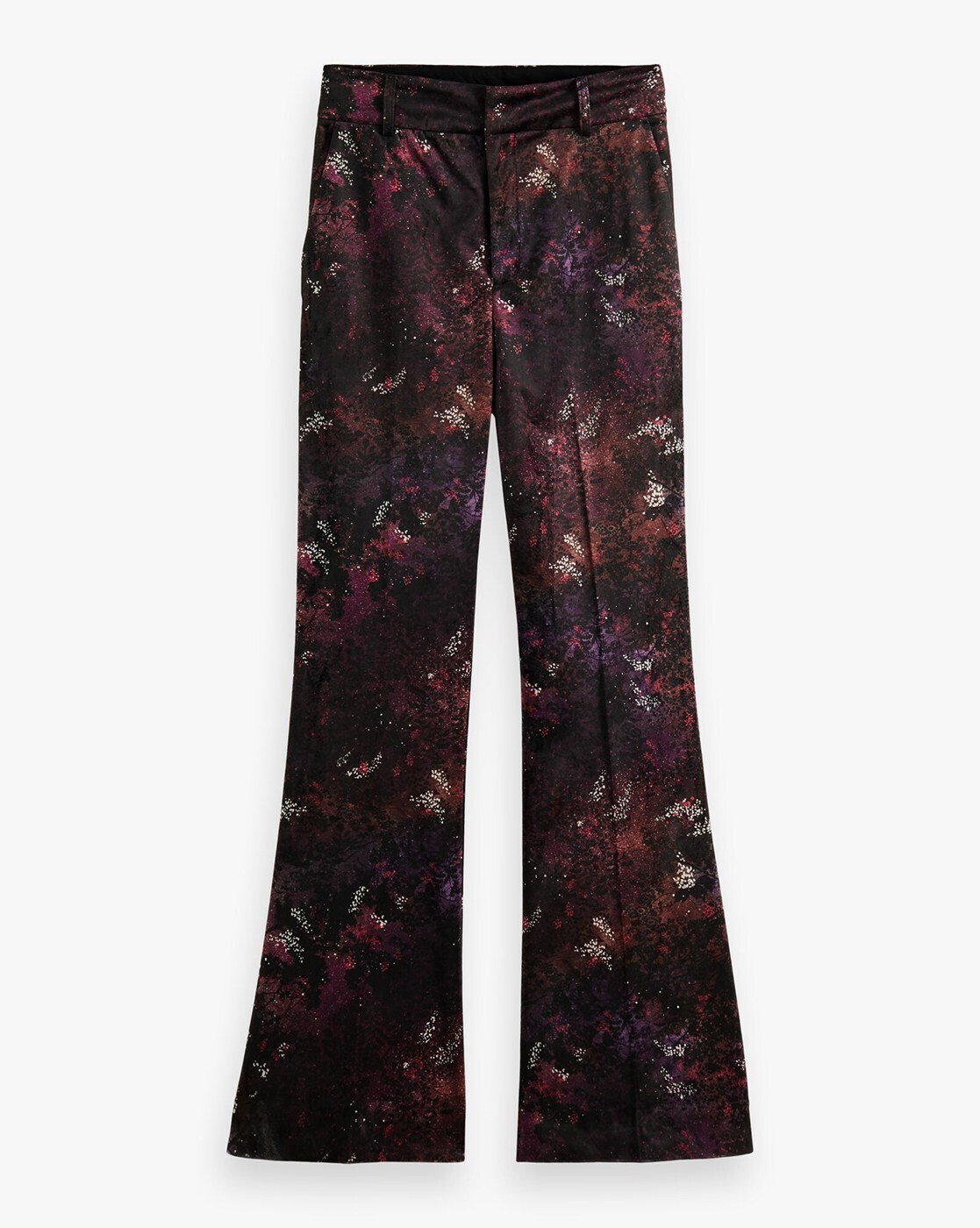 Velvet high-rise flared trousers