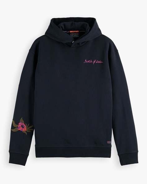 Flower Embroidered Hoodie