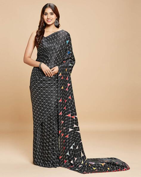 Black Organza Saree with Rose Design and Hand Embroidered Blouse – Shilpi  Gupta