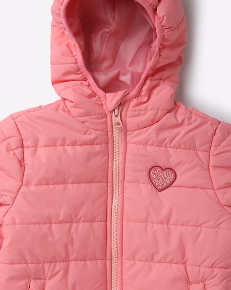 Pink polo puffer clearance jacket