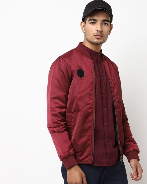 Stylish Maroon Fluffy Cap Jacket For Men