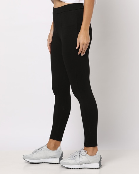 River Island high rise elasticized waist leggings in black