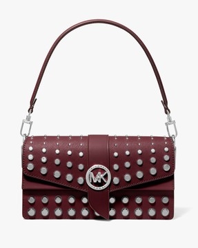 Michael Kors Greenwich Medium Leather Shoulder Bag (Studded Merlot