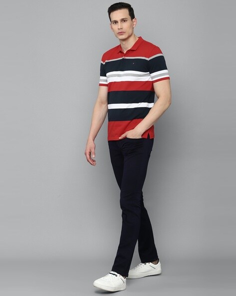 Buy Louis Philippe Men's Striped Regular fit Polo