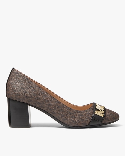 Buy Michael Kors Jilly Leather Ballet Block Heeleed Shoes | Brown Color  Women | AJIO LUXE