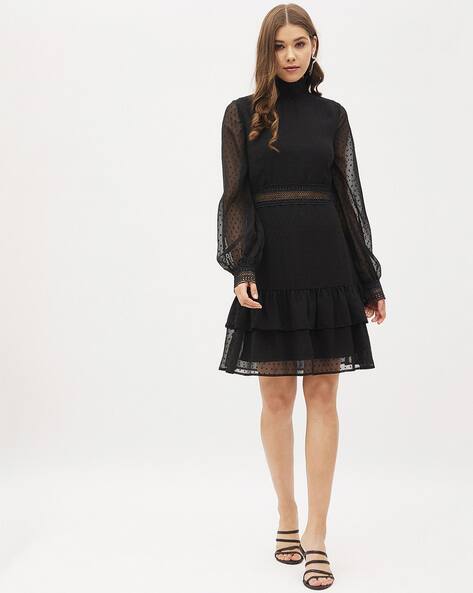 lace high neck skater dress Buy Lipsy Black Lace 3D Floral High Neck Skater Dress from Next USA