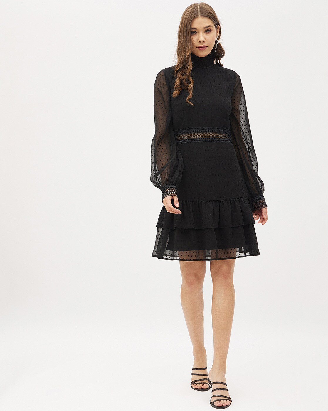 Black high hotsell neck skater dress