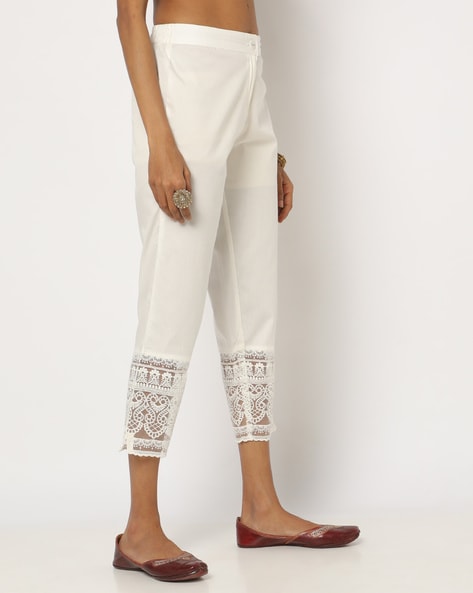ASOS LUXE coord sheer lace flare trousers in white  ASOS