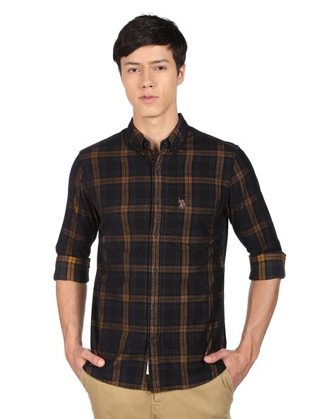 U S Polo Assn Checked Patch-Pocket Shirt