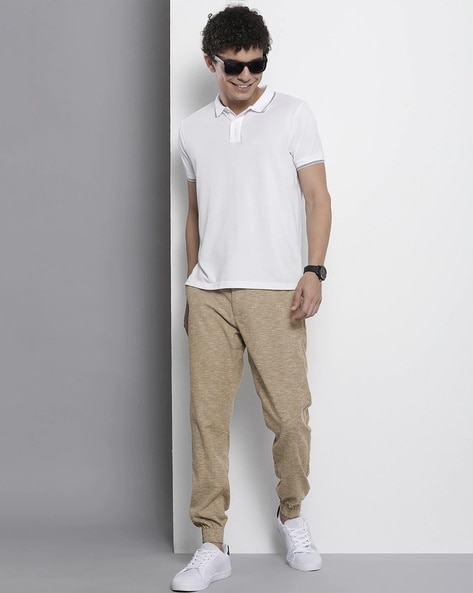 Heathered Slim Fit Flat-Front Joggers