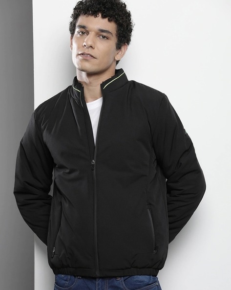 Plain Black Leather Tracksuit Jacket by MR. Riegillio