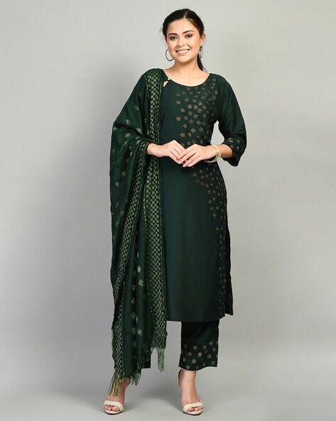 Buy Green Kurta Suit Sets for Women by desinoor.com Online