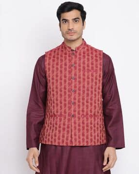 fabindia Embroidered Sleeveless Nehru Jacket-picture-49