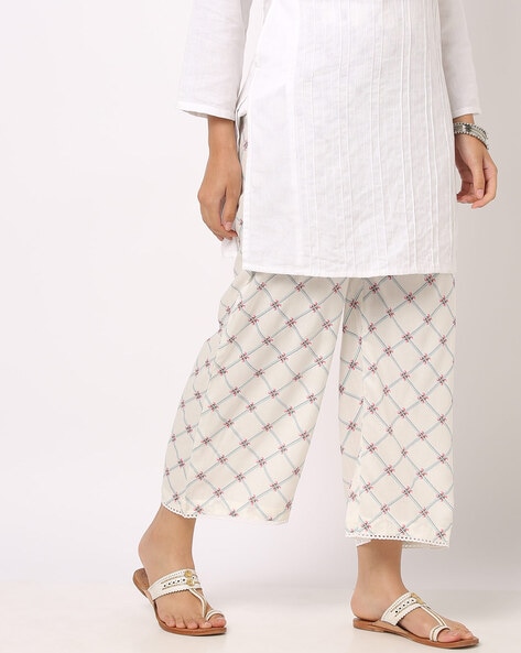 Buy Chhaya Gandhi Green Raw Silk Palazzo Pants For Women Available online  at ScrollnShops