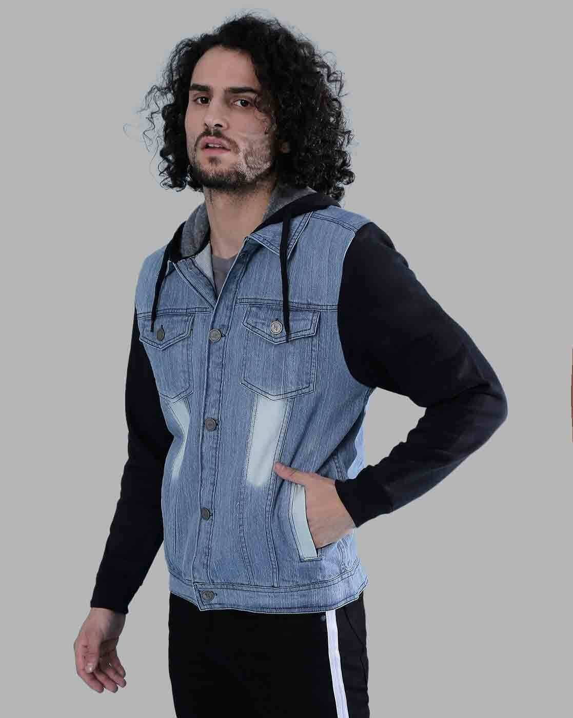 Buy Campus Sutra Solid Full Sleeve Winter Denim Jacket Online
