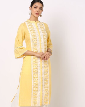 Biba Yellow And Pink Cotton A Line Kurta  36 cm in Delhi at best price by  Srishti Collections  Justdial